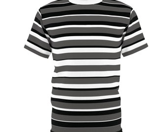 Striped T-Shirt: Monochromatic Gray, Black & White