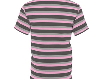 50s ROBROY PRINT NEL SHIRT gray × pink Pink & Gray Striped T-shirt Short Sleeve Unisex Shirt - Etsy