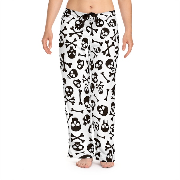 Pantalon de pyjama Skull & Bones Pantalon de pyjama gothique Pyjama emo noir et blanc Skull and Bones Pantalon de survêtement femme Skull and Bones