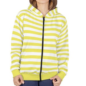 Yellow & White Striped Zip Hoodie Long Sleeve Striped Jacket Team Colors Yellow Zip Hoodie Retro Aesthetic Jacket Easter Zip Hoodie