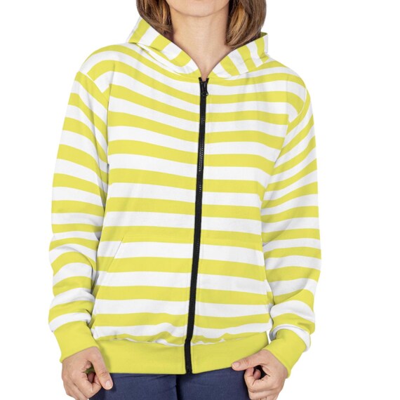 Kapuze Hoodie Pullover Gestreifte Kapuzenjacke Gelb-weiß