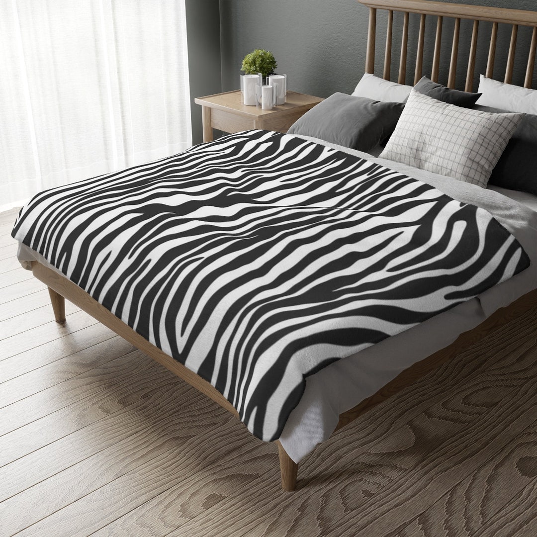 Zebra Blanket Striped Animal Print Throw Blanket Black & White Zebra