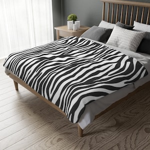 Zebra Blanket Striped Animal Print Throw Blanket Black & White Zebra Bedding Striped Minky Blanket Zebra Baby Blanket