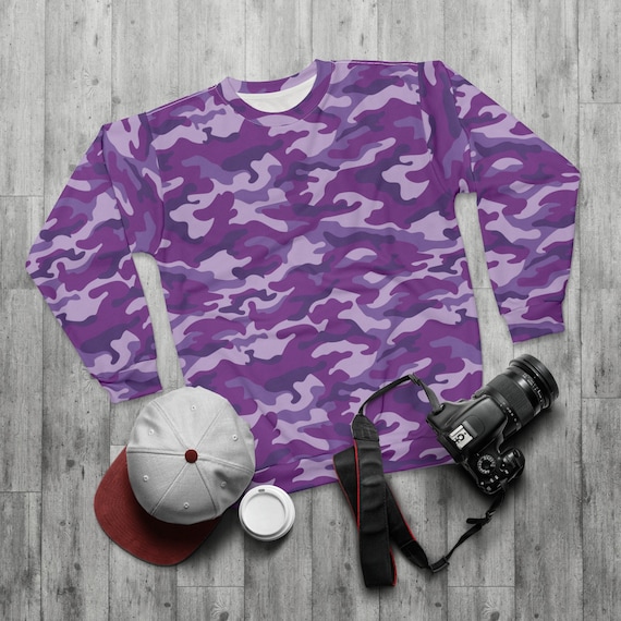 Purple Camo Sweatshirt Purple Camo Sweater Purple Long Sleeve Camo Fleece Sweatshirt Matching Camo Loungewear Etsy Canada