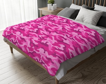 Pink Camo Blanket Pink Camouflage Throw Blanket Pink Minky Blanket Pink Camo Baby Blanket Pink Home Décor Gift For Her