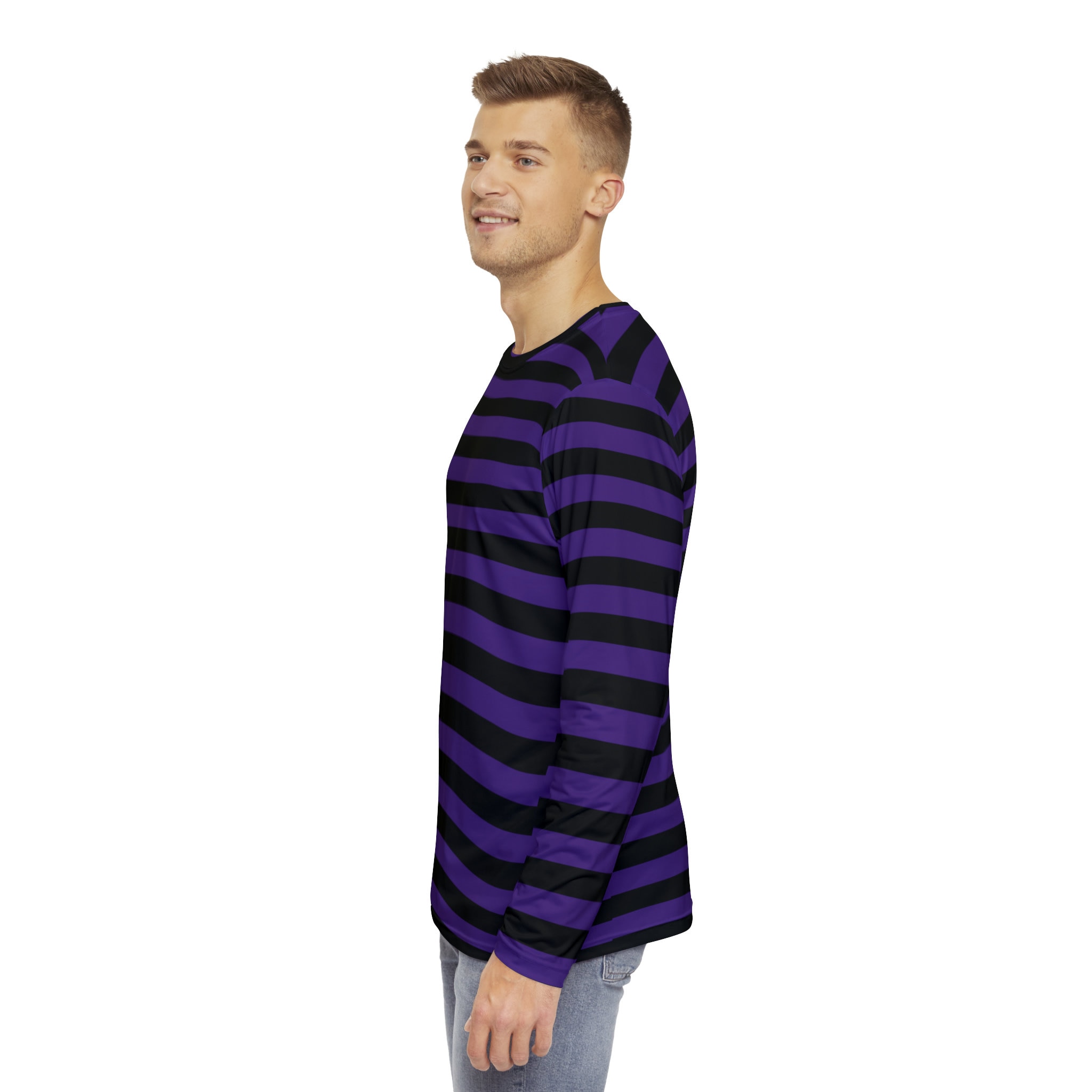 Purple and black long sleeve sale shirt