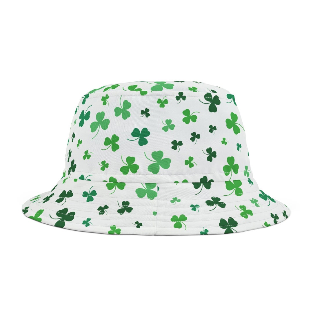 Clover Bucket Hat St. Patrick's Day Hat Irish Bucket Hat Green & White