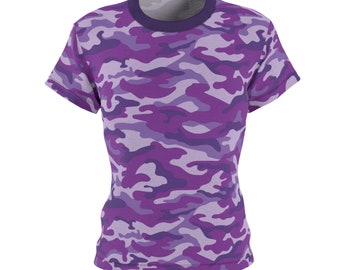 ★EXPIRED GIRL★ Libra Camo Top Purple Women's Purple Camo T-shirt Camouflage Purple T-shirt
