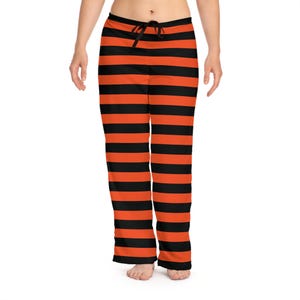 Orange Striped PJ Pants Halloween Pajama Pants AOP Clothing Women&#39;s Pajama Pants Striped Orange & Black Pajama Pants Gothic PJs Gift For Her