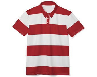 Red Striped Polo Shirt: Vintage Style Short Sleeve