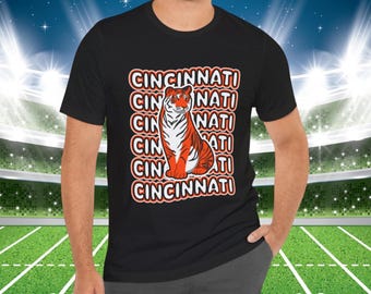 Camiseta retro de Cincinnati con diseño de tigre de Bengala y mascota
