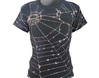 Women's Spiderweb T-Shirt Gothic T-Shirt Emo T-Shirt Punk Rocker T-Shirt Gray Spiderweb Women's Short Sleeve Spiderweb T-Shirt Gift For Her