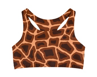 Giraffe Sports Bra Matching Giraffe Print Bra Women's Seamless Athletic Bra Giraffe Gym Clothes