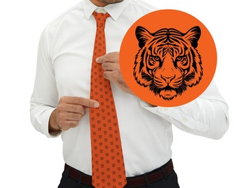 Orange Bengal Tiger Necktie: Football Fan Gift