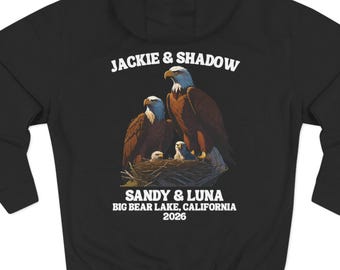 Sudadera con capucha Jackie & Shadow 2026 de algodón premium, diseño de Sandy y Luna, Big Bear Eagles. Idea de regalo.