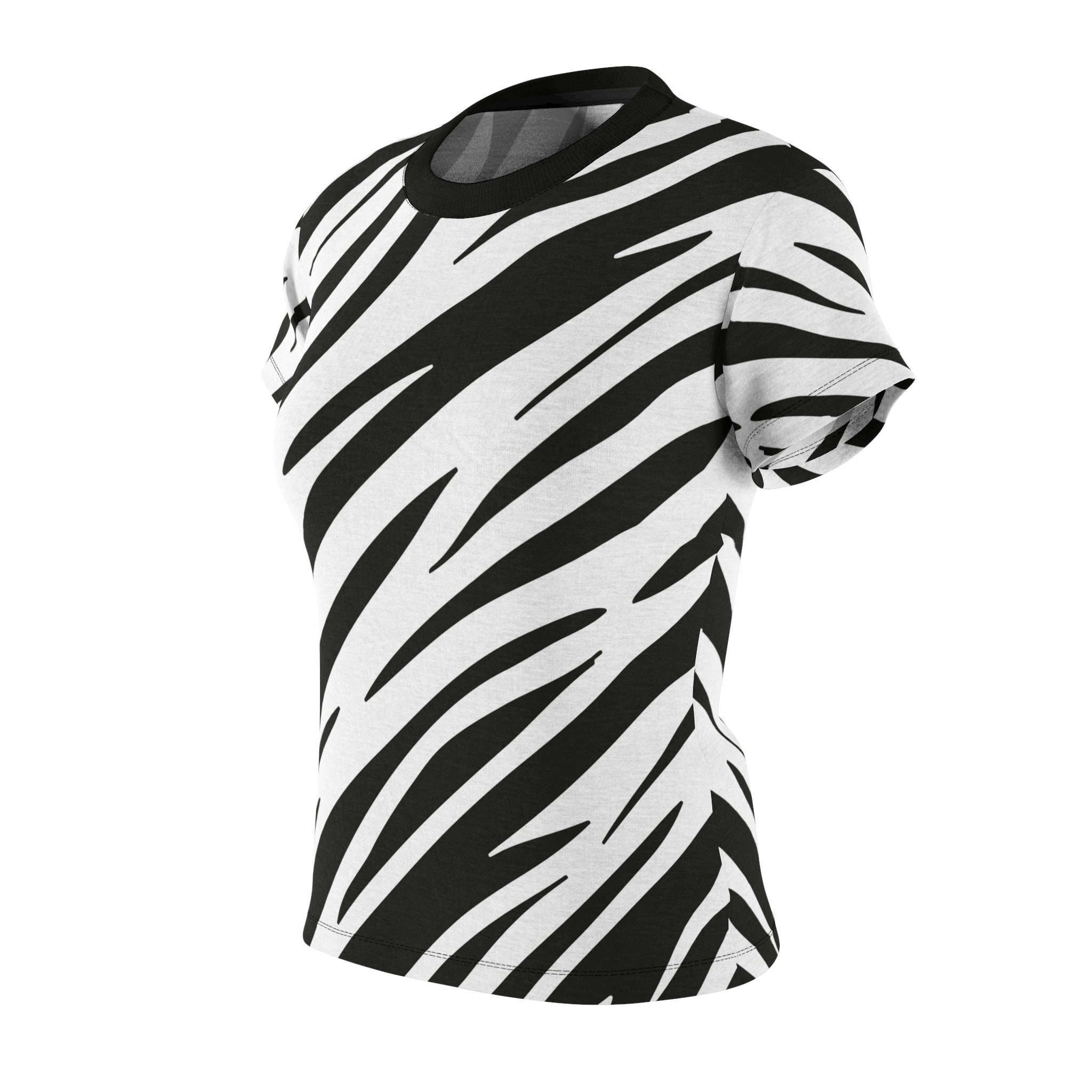 Women's White Tiger Tshirt Black & White Striped Shirt Bengal Tiger