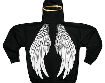 Angel Wings Zip Hoodie: Fantasy Fleece Jacket, Y2K Style, Unisex Fit