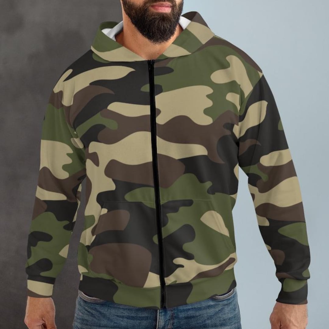 Army Camo Zip Hoodie: Green Camouflage Jacket - Etsy