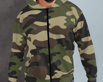 Army Camo Zip Hoodie: Grüne Camouflage Jacke