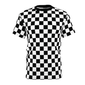 T-shirt à damier : imprimé à carreaux noirs et blancs