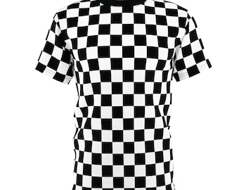 Checkerboard T-Shirt: Black & White Checkered All Over Print
