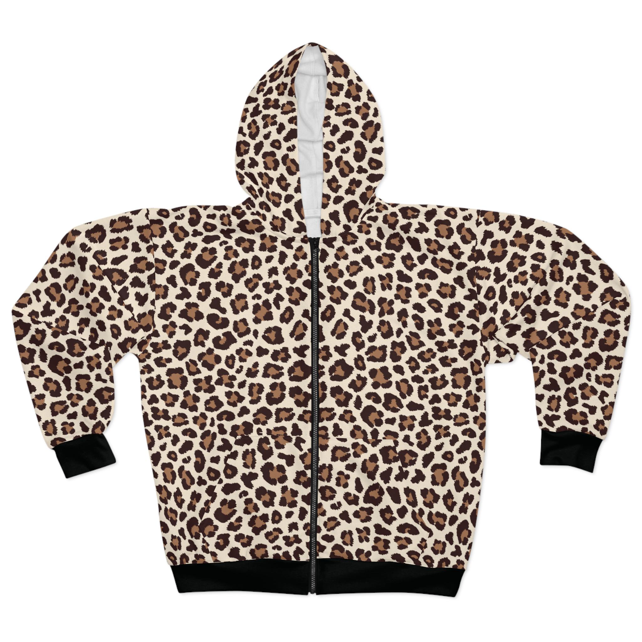 は自分にプチご褒美を Jacket Print Animal Hoodie Zip Leopard Cheetah Hoodie Zip トップス