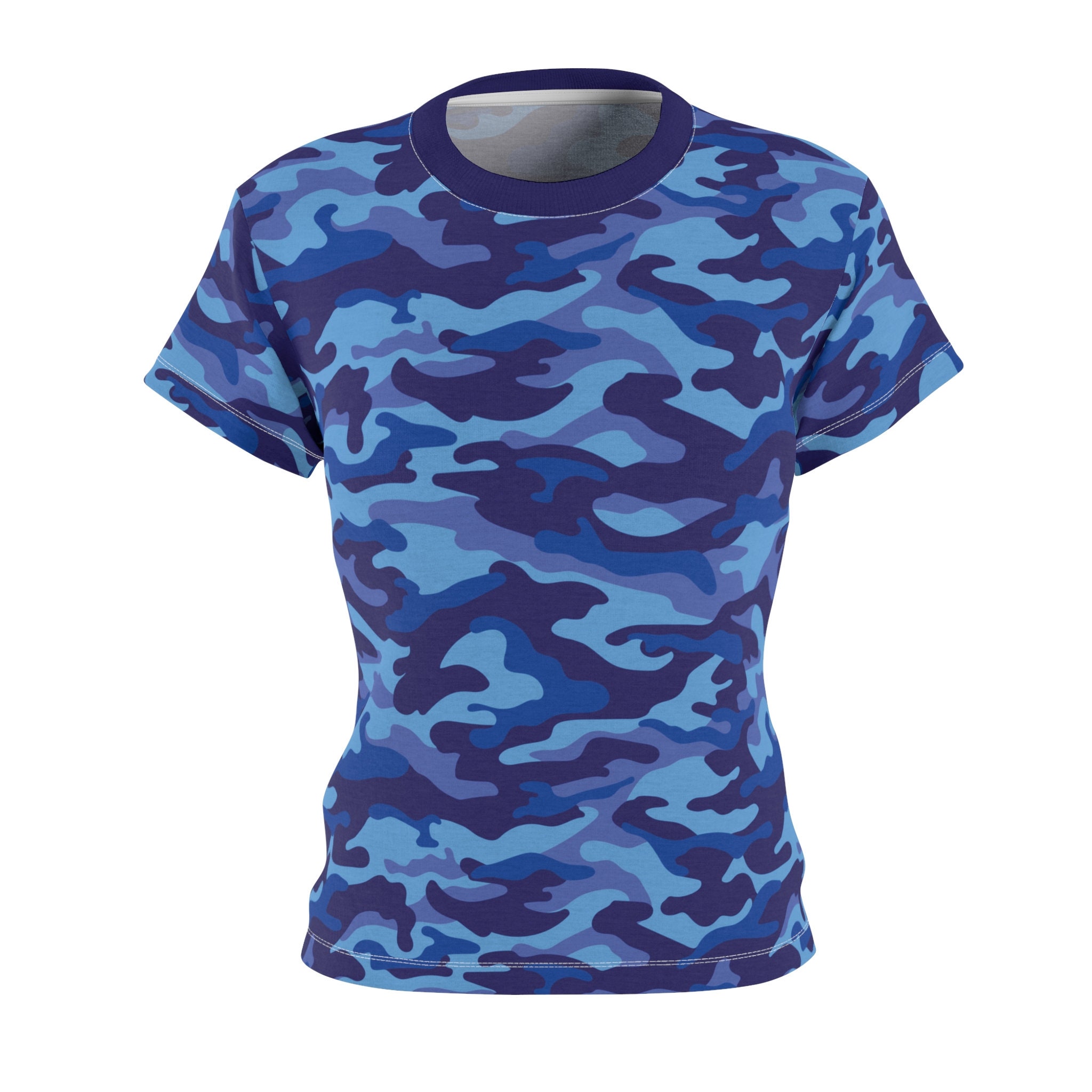 Women's Blue Camo T-shirt Camouflage Blue T-shirt Women's Blue