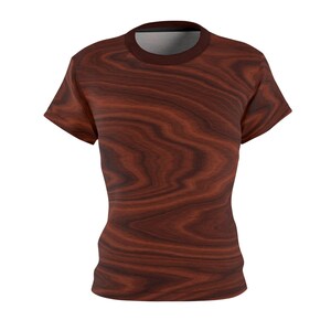 Women&#39;s Wood Grain T-Shirt: Dark Brown Short Sleeve Tee