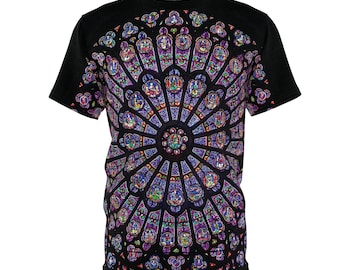 Stained Glass Rose Window T-Shirt: Gothic Cathedral All Over Print