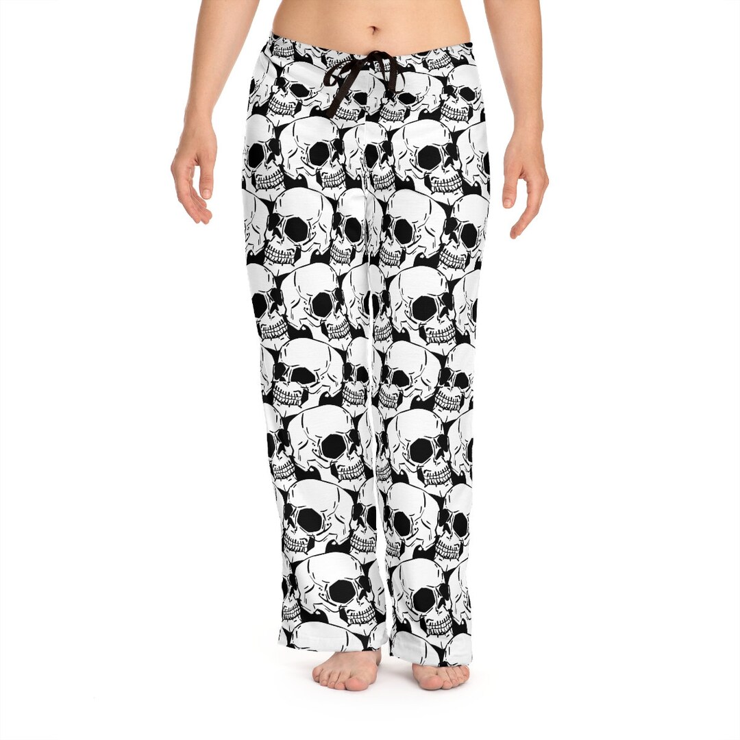 Skull PJ Pants Gothic Pajama Pants Emo Punk Black & White PJ Pants