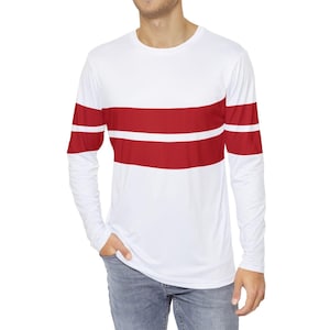 Long Sleeve Striped T-Shirt Men&#39;s Varsity T-Shirt Retro T-Shirt Y2K Striped Shirt Men&#39;s Long Sleeve Red Striped Shirt