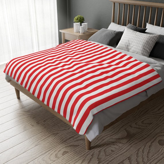 Red Striped Blanket Red White Throw Blanket Striped Bedding Red Striped Baby Blanket Red Striped Minky Blanket Holiday Home Decor Etsy