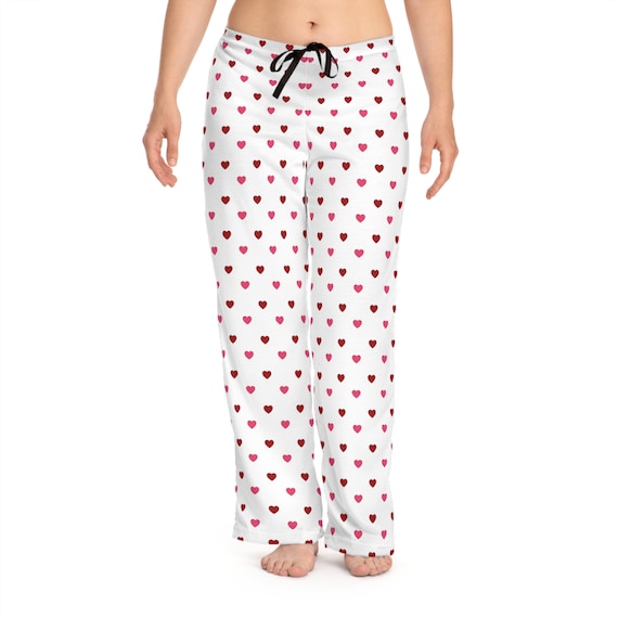Valentine's Day PJ Pants Red & Pink Heart Pajama Pants Women's Heart Pj's  Cute Valentine's Day Pajama Bottoms Valentine's Day Loungewear 