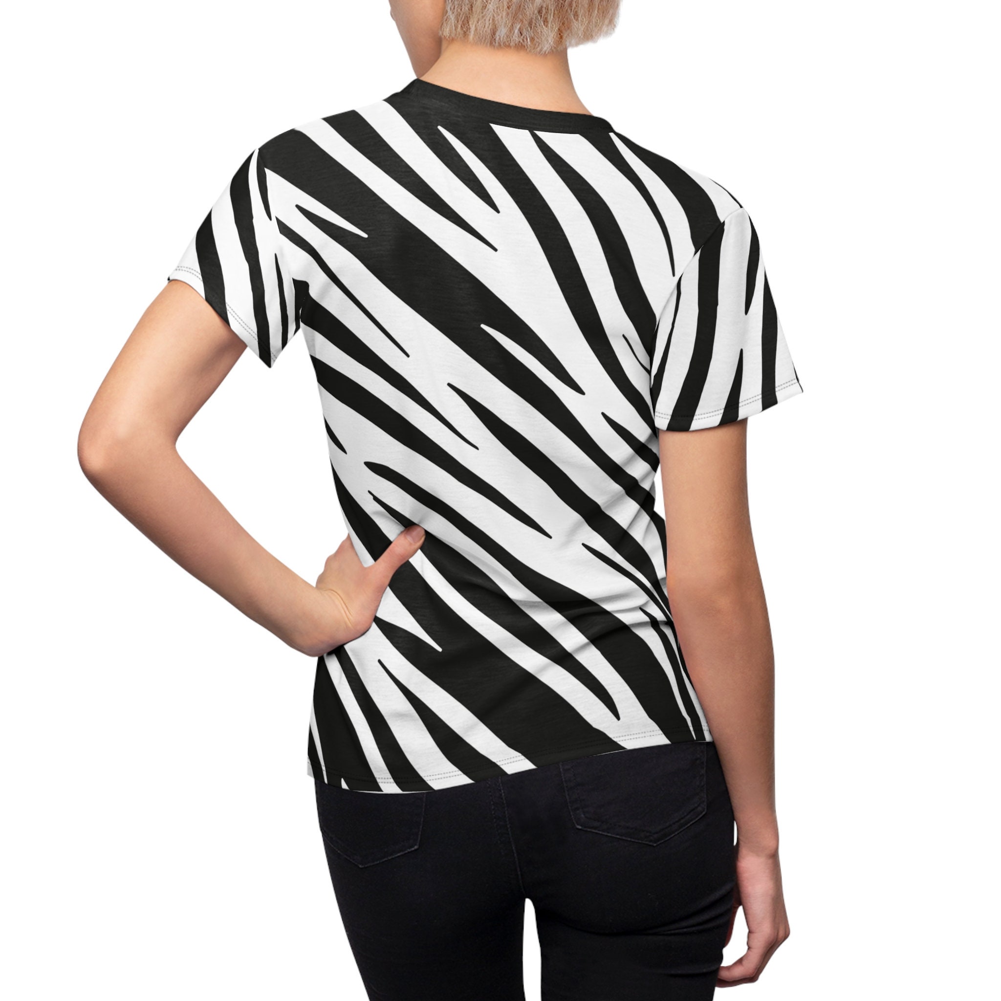 Women's White Tiger Tshirt Black & White Striped Shirt Bengal Tiger