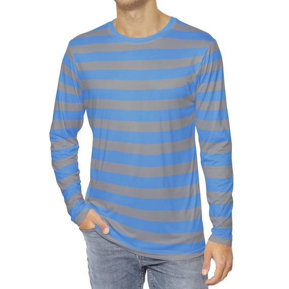 Men's Blue & Gray Striped Long Sleeve T-shirt - Etsy