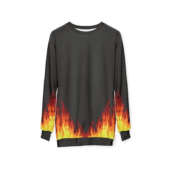 Fire Flames Sweatshirt: Black & Red Crewneck Sweater - Etsy