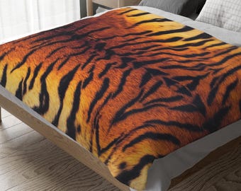 Bengal Tiger Fur Print Blanket: Plush Minky Throw