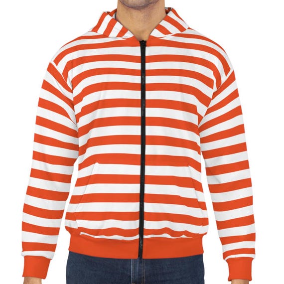 Orange Striped Zip Hoodie: Y2K Skater Jacket School Team Colors - Etsy