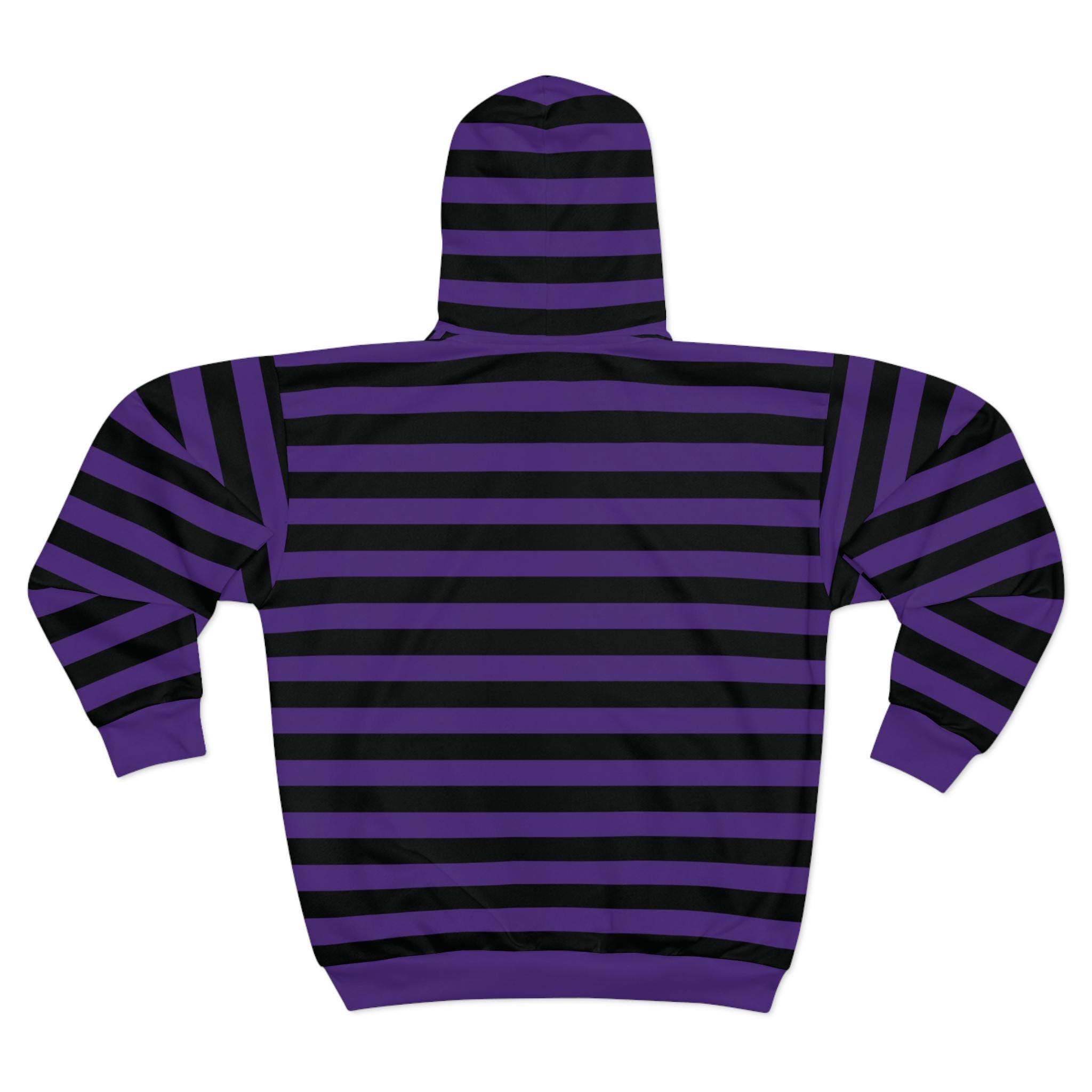 Purple & Black Striped Zip Hoodie, Punk Gothic Jacket - Etsy
