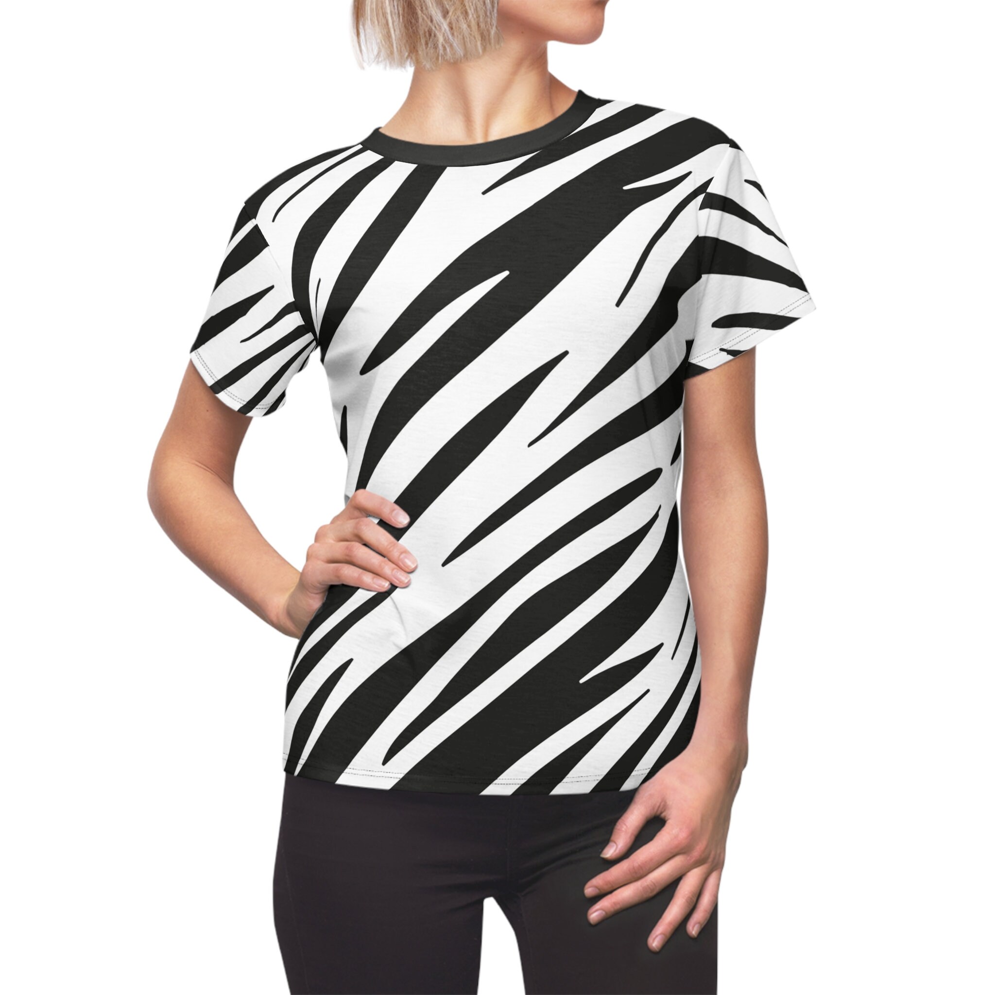 Women's White Tiger Tshirt Black & White Striped Shirt Bengal Tiger