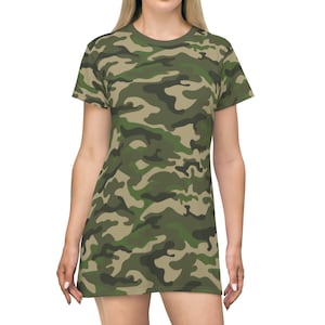 Green Camo T-Shirt Dress: Women&#39;s Army Loungewear