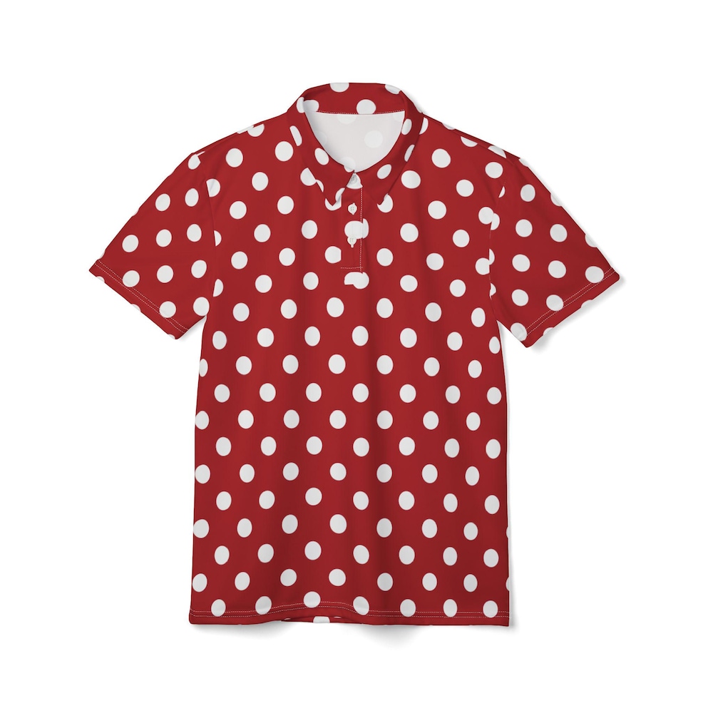 Polka Dot Polo Shirt Red Christmas Polo Shirt Red & White Polka Dot Polo Shirt Unisex Short Sleeve Red Polo Shirt