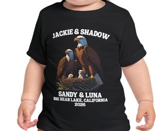 Camiseta de manga corta con estampado de Jackie y Shadow, tallas para bebé, modelo 2026, con águilas calvas de Big Bear, Sandy y Luna, y crías de águila.