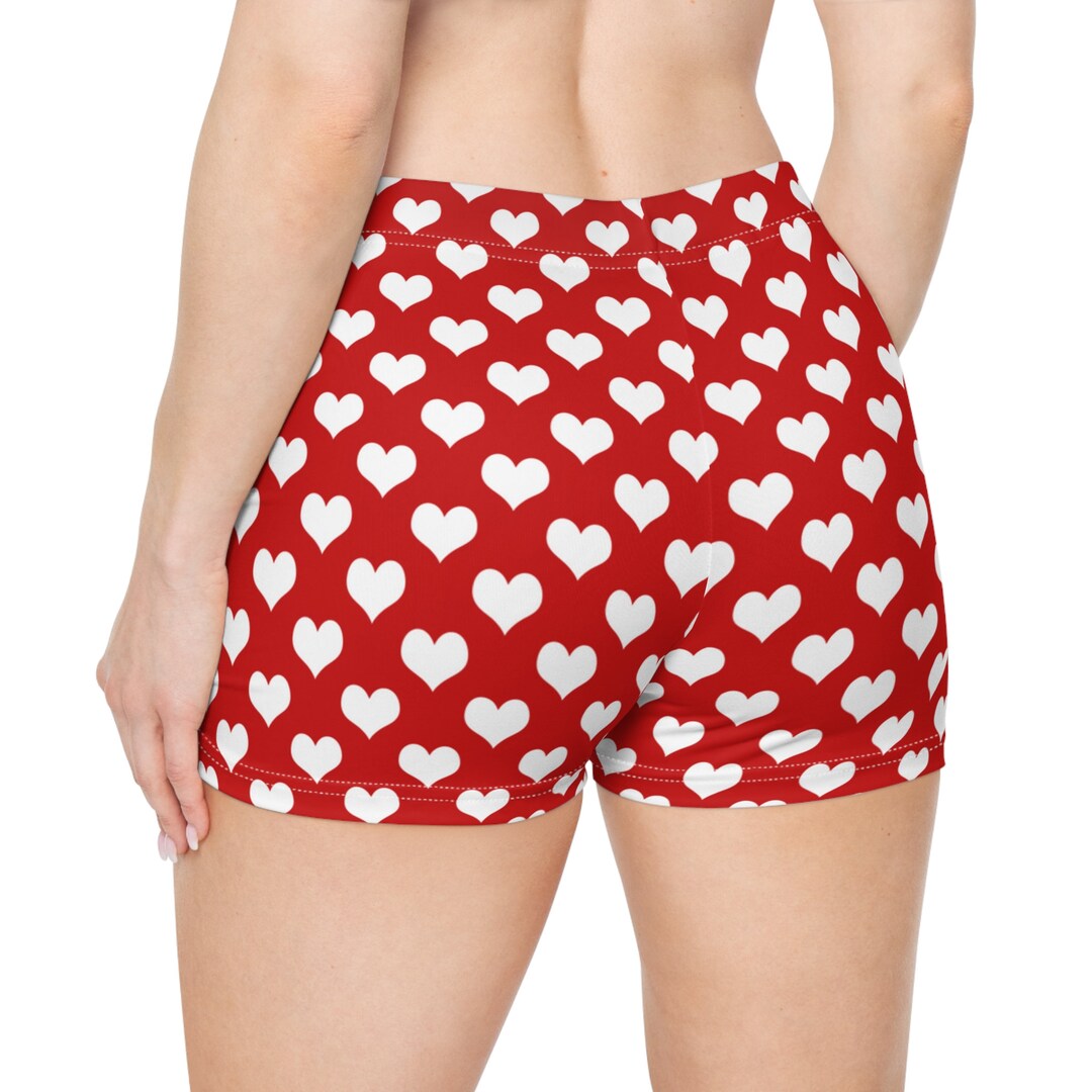 Heart Booty Shorts Red Booty Shorts Cute Valentine's Day Etsy