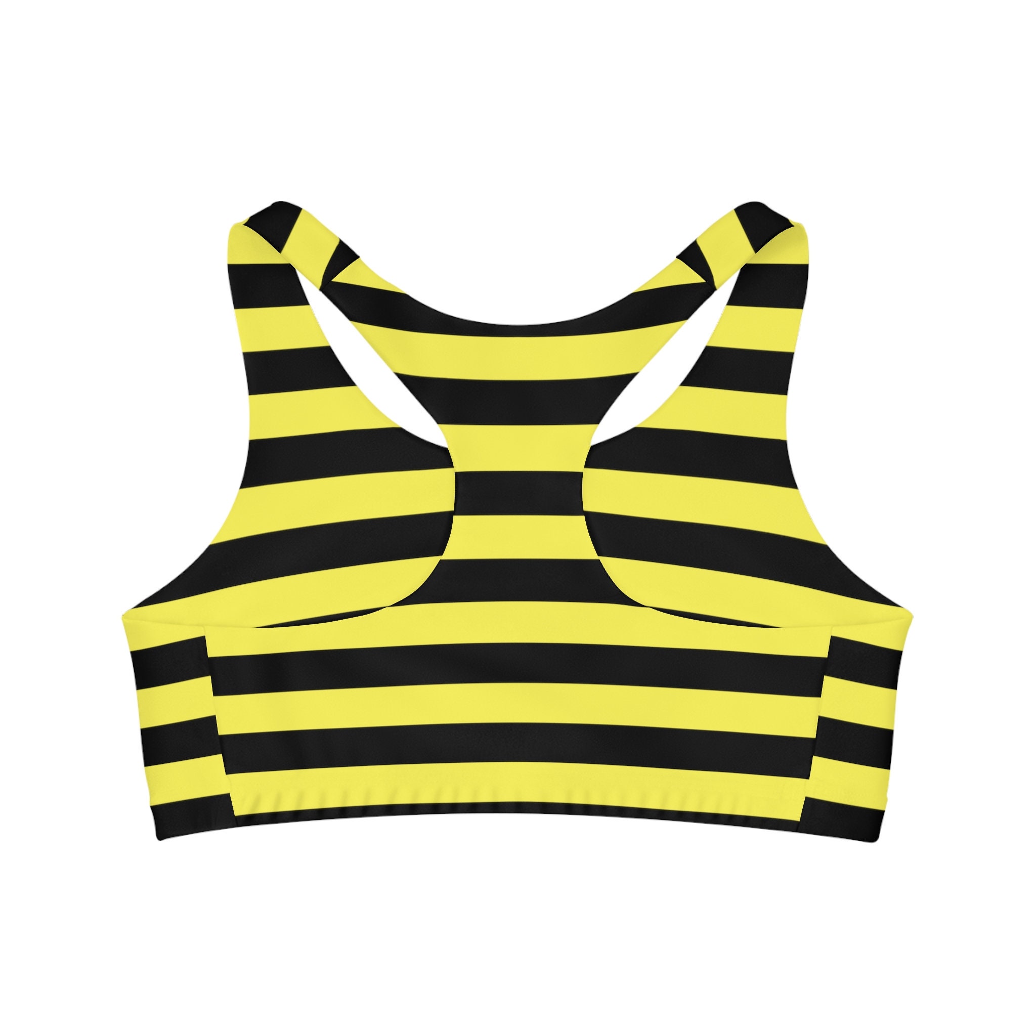 AuHomea Bee with Honeycombs Yellow Womens Sports Bra Padded