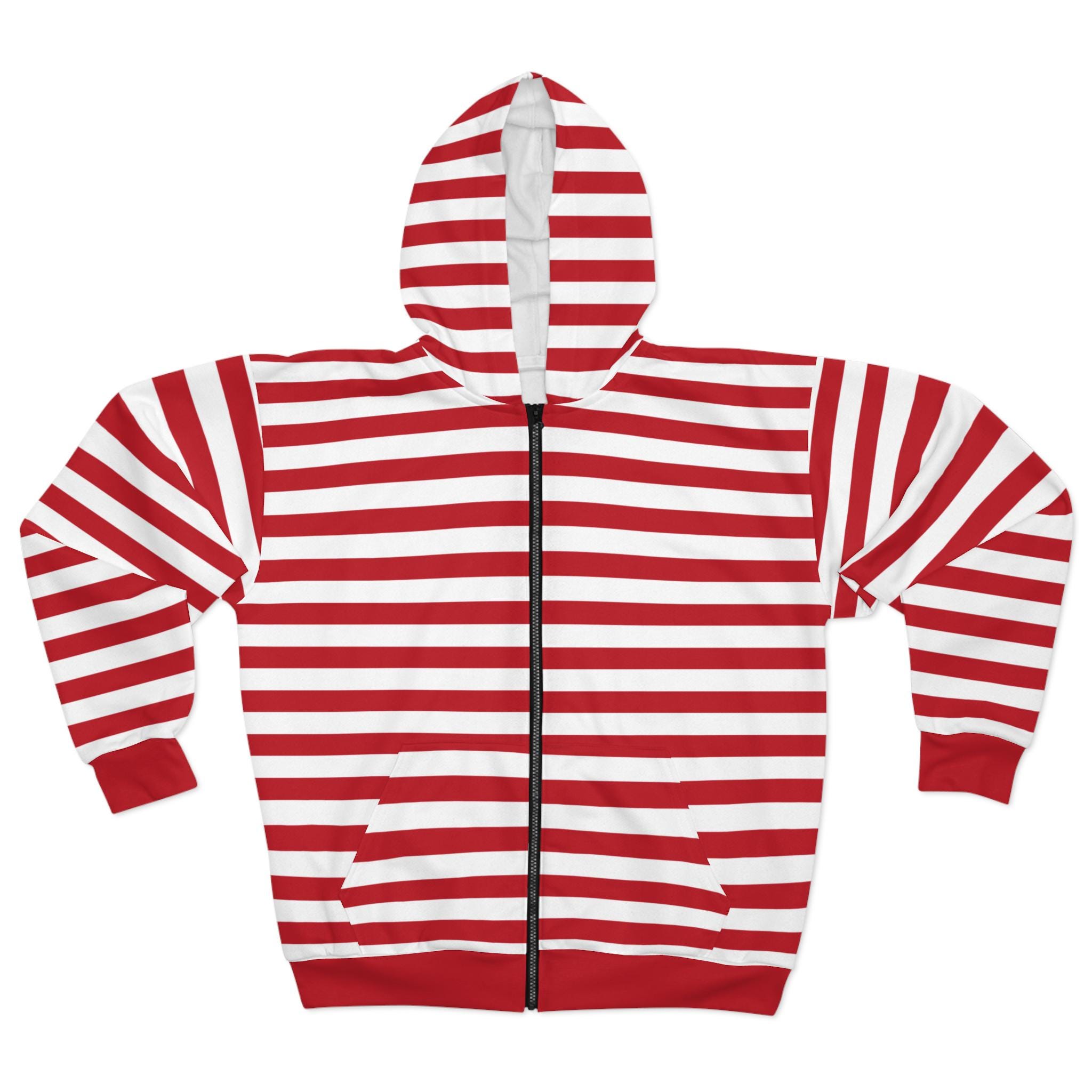 Red and White Striped Zip Hoodie: Y2K Skater Jacket - Etsy