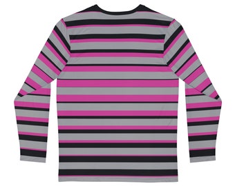 Men's Pink & Black Striped Shirt Long Sleeve Pink Striped
