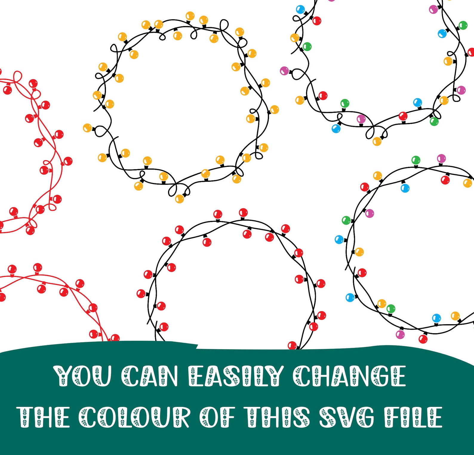 Christmas Light String SVG Bundle of Vector Printable Graphics ...