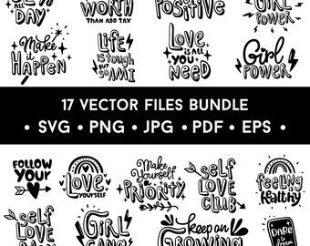 Self Love Club Bundle svg, Mentale Gesundheit tägliche Affirmationen, motivierende Sprüche, du bist genug, Liebe ist alles was du brauchst, inspirierende Sprüche