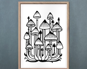 Pilz Silhouette SVG, Witchy svg, Pilz Shirt, Zauberpilz Druck, Pilze ClipArt, Pilz Dekor, Cottage Kern svg, Biologie Poster